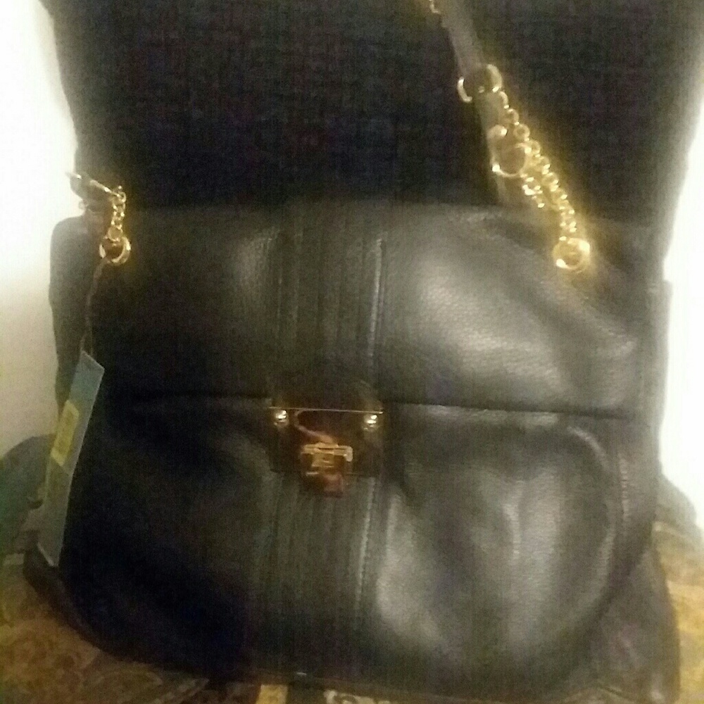 Kate Landry black leather handbag